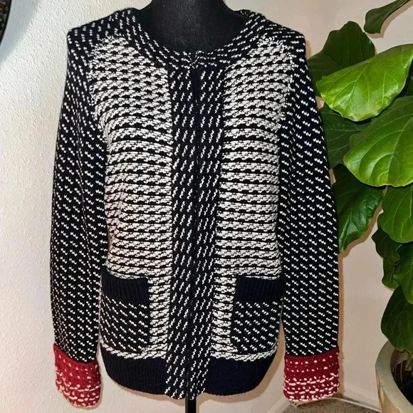 Tory Burch Sweaters - Tory Burch Women’s Wilma Cardigan Red White Blue Cardigan Jumper NWT Size Large